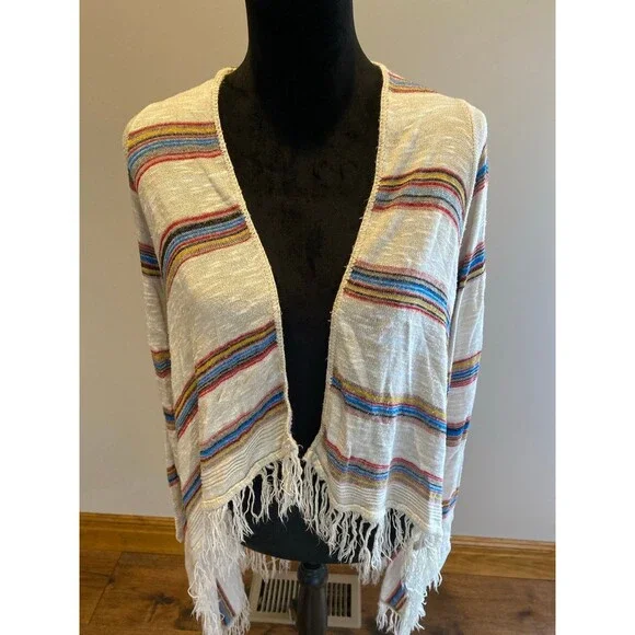 Sweet N Sinful Cardigan Striped Lightweight Distressed Southwest Look Sz Small - Picture 4 of 11